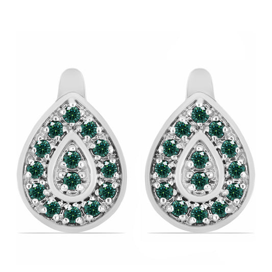 Ezüst Fülbevaló Zöldes Tengerkék Moissanite-tal