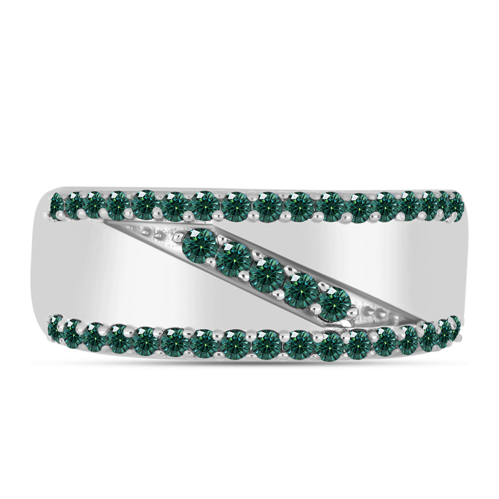 Ezüst Gyűrű Zöldes Tengerkék Moissanite-tal