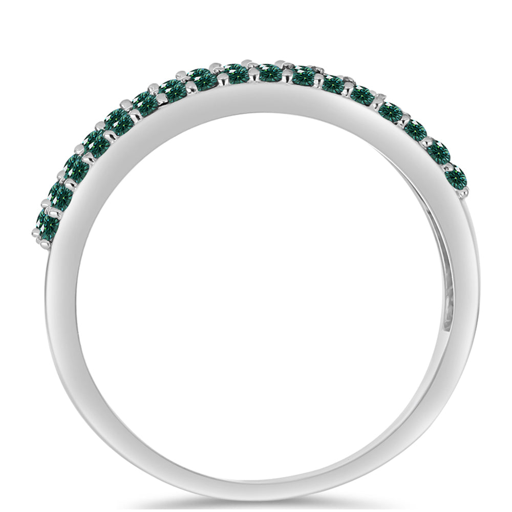 Ezüst Gyűrű Zöldes Tengerkék Moissanite-tal