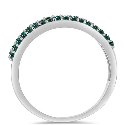 Ezüst Gyűrű Zöldes Tengerkék Moissanite-tal