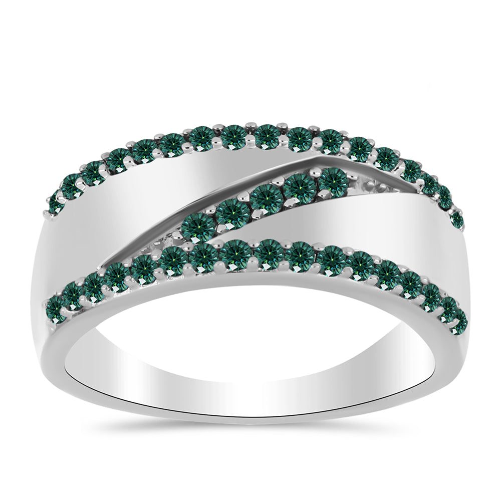 Ezüst Gyűrű Zöldes Tengerkék Moissanite-tal