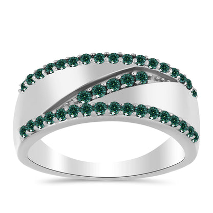 Ezüst Gyűrű Zöldes Tengerkék Moissanite-tal