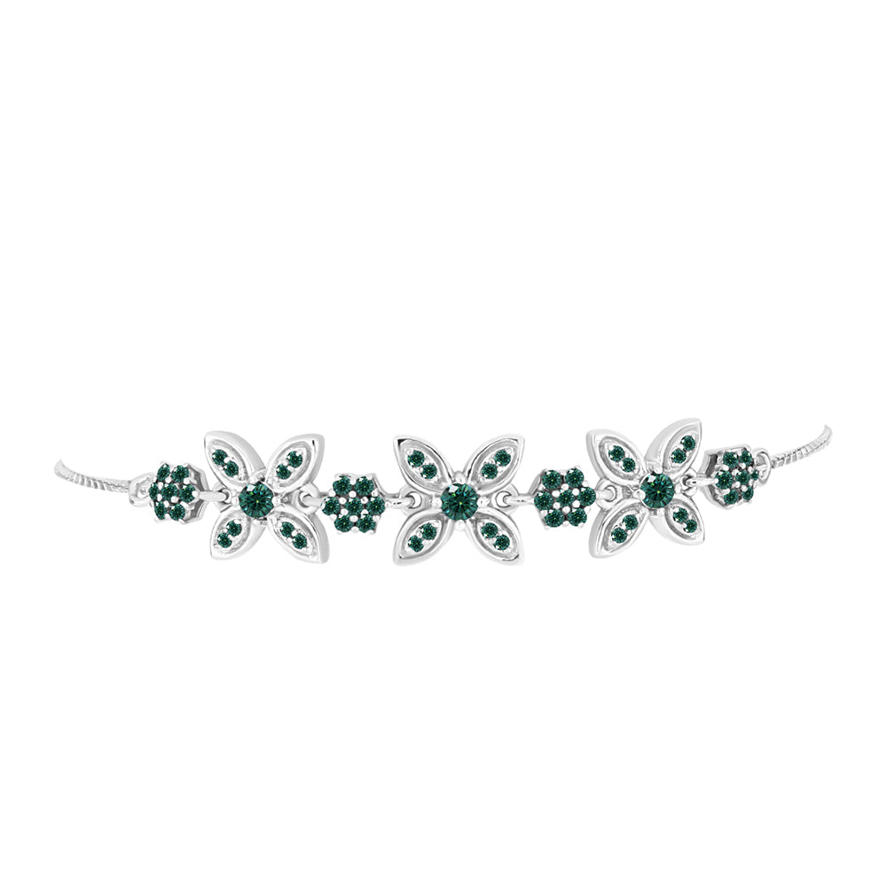 Ezüst Karkötő Zöldes Tengerkék Moissanite-tal
