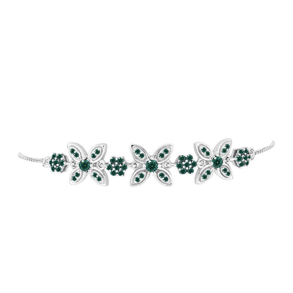 Ezüst Karkötő Zöldes Tengerkék Moissanite-tal