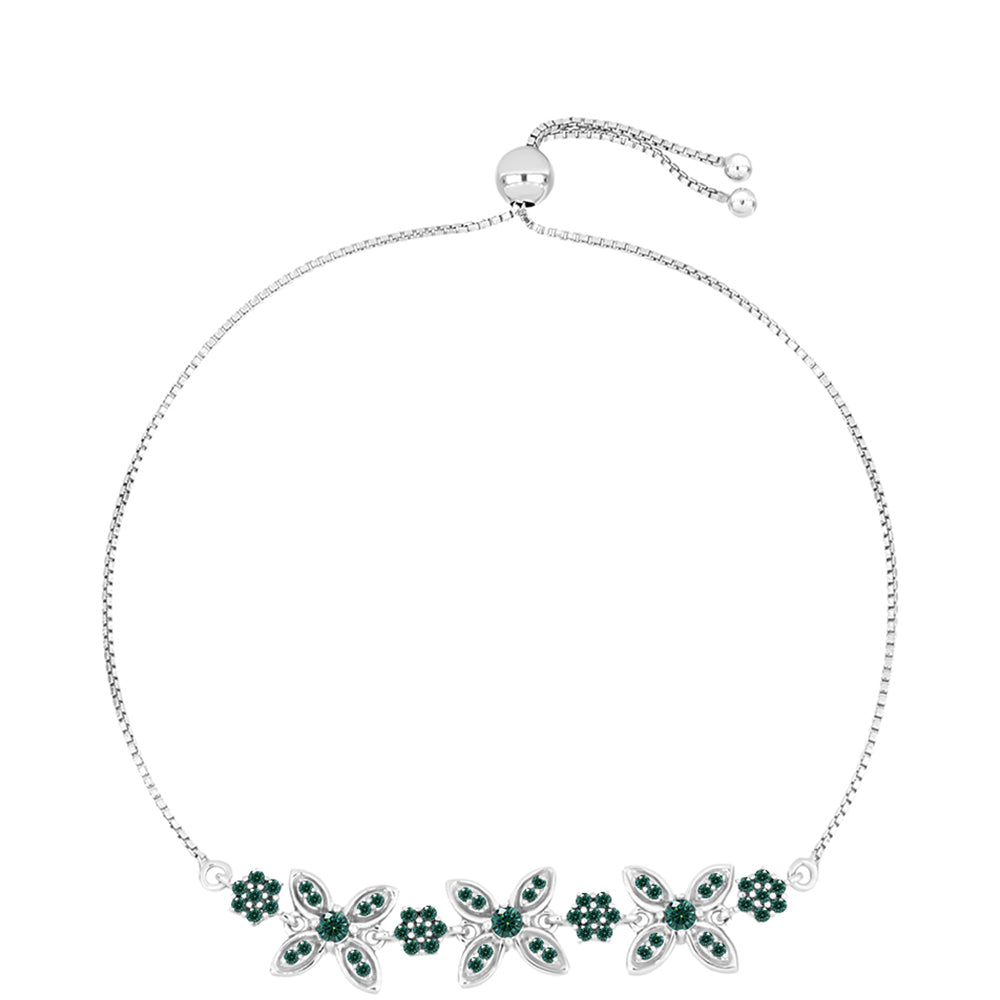 Ezüst Karkötő Zöldes Tengerkék Moissanite-tal