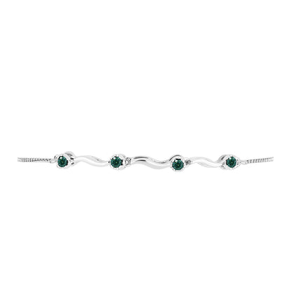 Ezüst Karkötő Zöldes Tengerkék Moissanite-tal