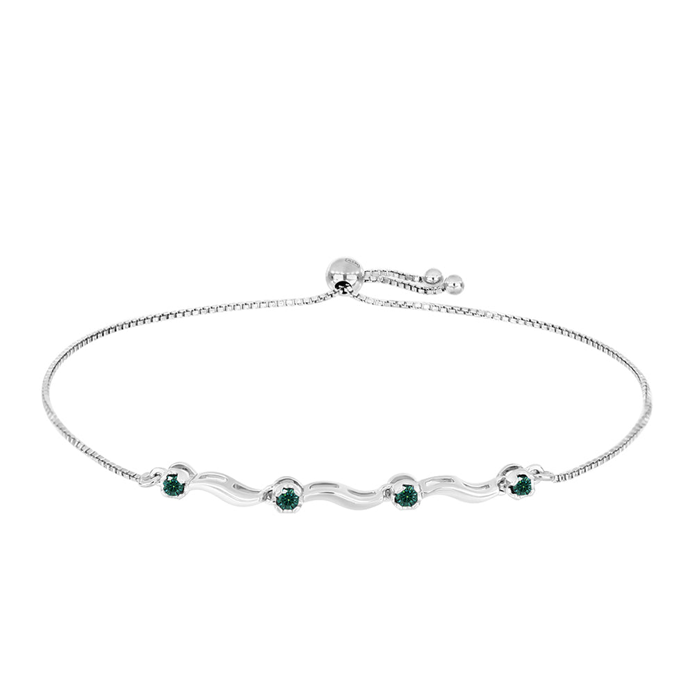 Ezüst Karkötő Zöldes Tengerkék Moissanite-tal
