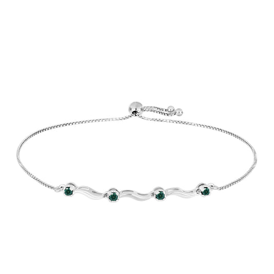 Ezüst Karkötő Zöldes Tengerkék Moissanite-tal