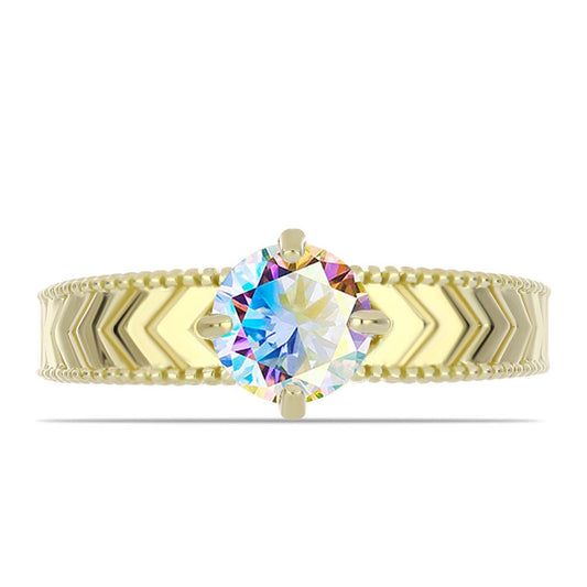 Arannyal Bevont Ezüst Gyűrű Jég Moissanite-tel