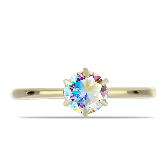 Arannyal Bevont Ezüst Gyűrű Jég Moissanite-tel