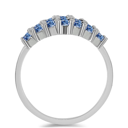 Ezüst Gyűrű Óceánkék Moissanite-tal