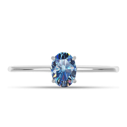 Ezüst Gyűrű Óceánkék Moissanite-tal