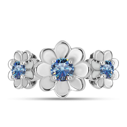 Ezüst Gyűrű Óceánkék Moissanite-tal