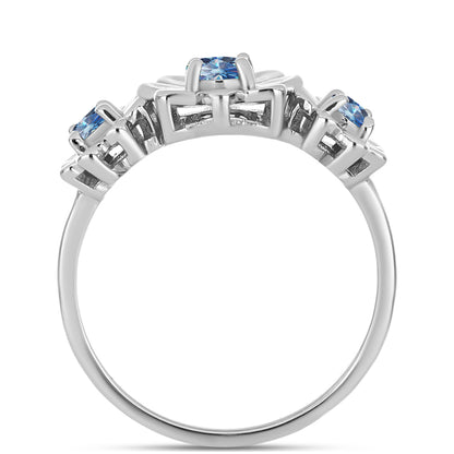 Ezüst Gyűrű Óceánkék Moissanite-tal