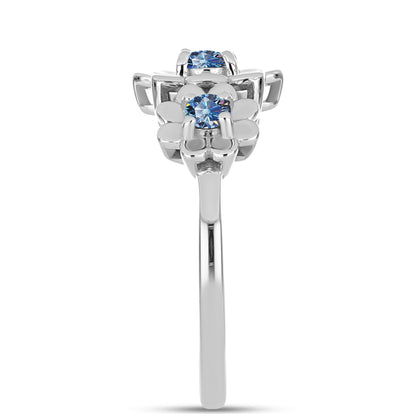 Ezüst Gyűrű Óceánkék Moissanite-tal