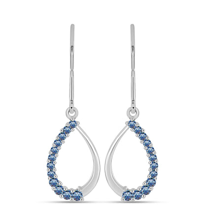Ezüst Fülbevaló Óceánkék Moissanite-tal