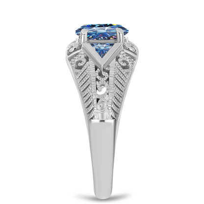Ezüst Gyűrű Óceánkék Moissanite-tal