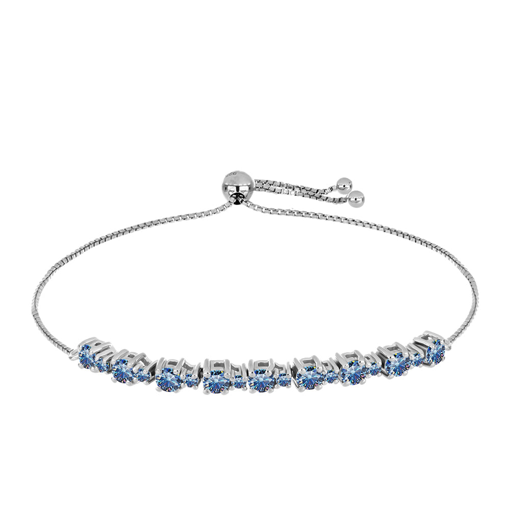 Ezüst Karkötő Óceánkék Moissanite-tal