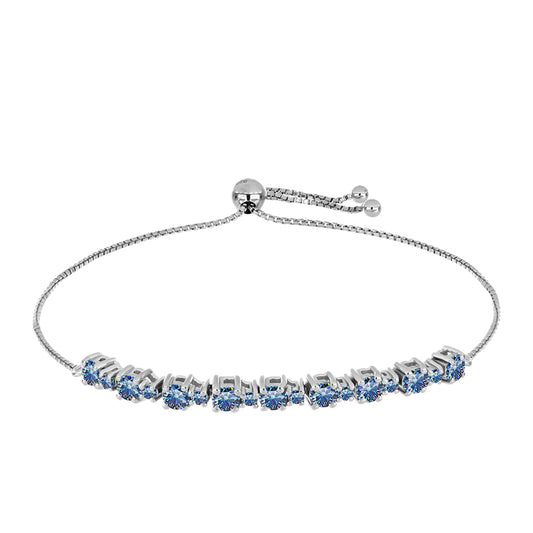 Ezüst Karkötő Óceánkék Moissanite-tal