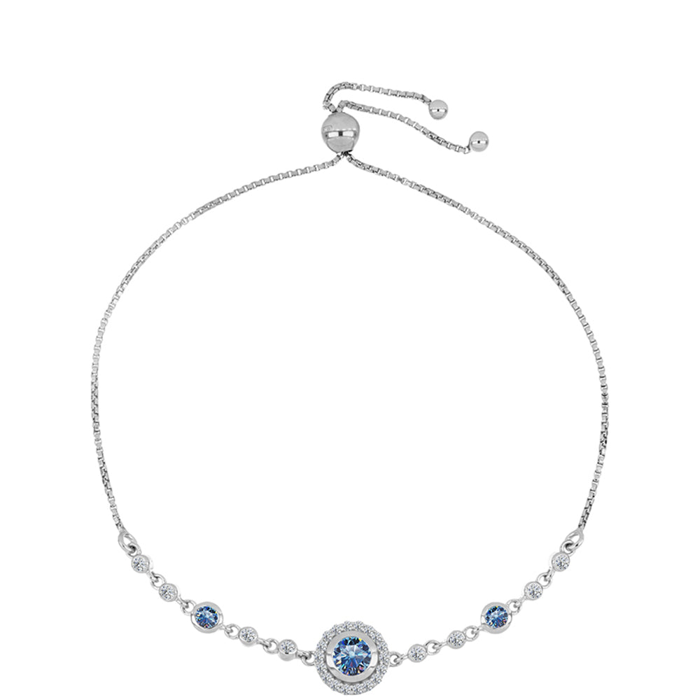 Ezüst Karkötő Óceánkék Moissanite-tal és Fehér Topázzal