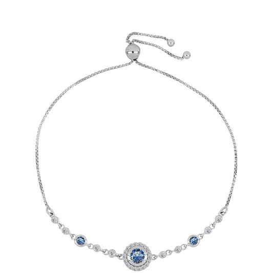 Ezüst Karkötő Óceánkék Moissanite-tal és Fehér Topázzal