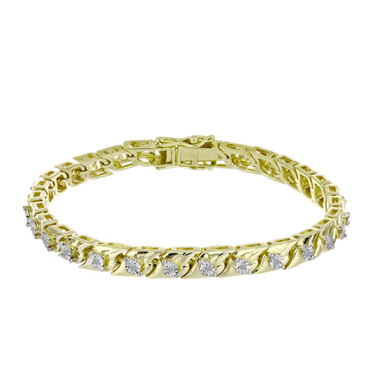 Arannyal Bevont Ezüst Karkötő Fehér Gyémánttal és Fehér Topázzal