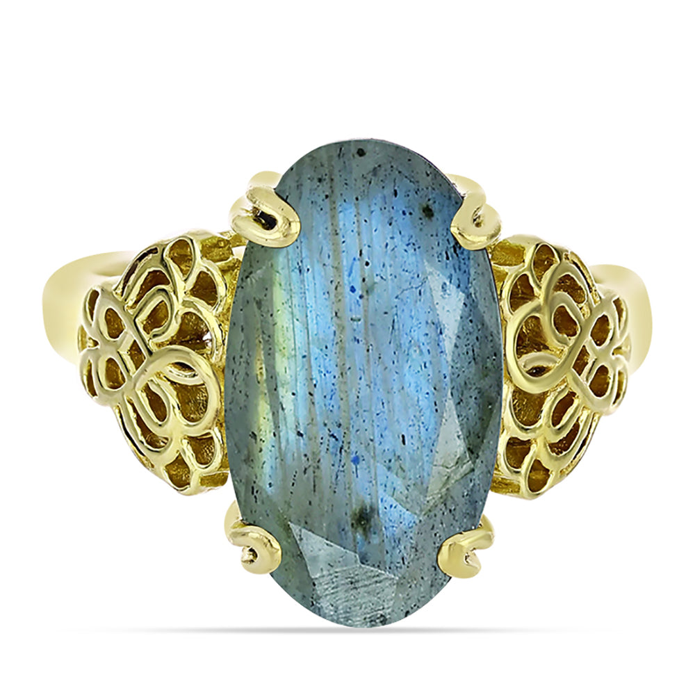 Arannyal Bevont Ezüst Gyűrű Labradorittal