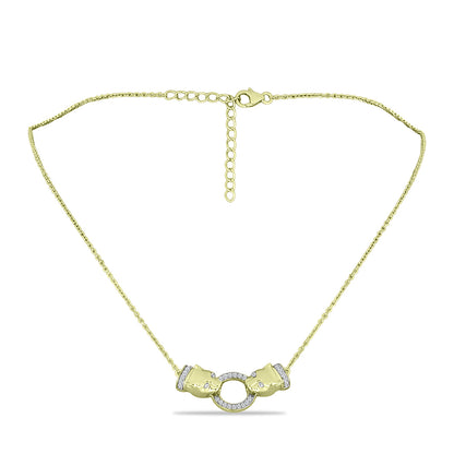Arannyal Bevont Ezüst Nyaklánc Fehér Gyémánttal és Fehér Topázzal