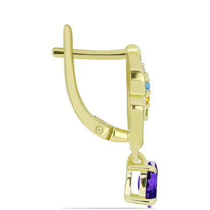 Arannyal Bevont Ezüst Fülbevaló Marokkói Ametiszttel és Ural Citrinnel