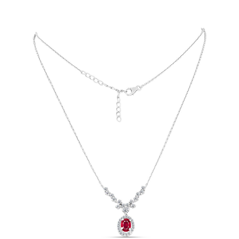 Ezüst Nyaklánc Madagaszkári Rubinnal és Fehér Topázzal