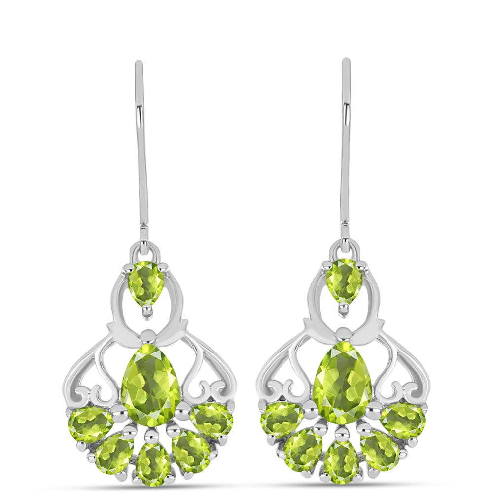 Ezüst Fülbevaló Changbai Peridottal