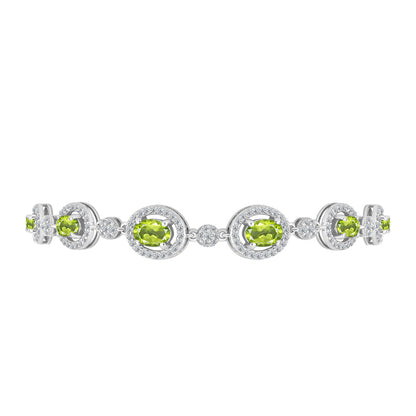 Ezüst Karkötő Changbai Peridottal és Fehér Topázzal