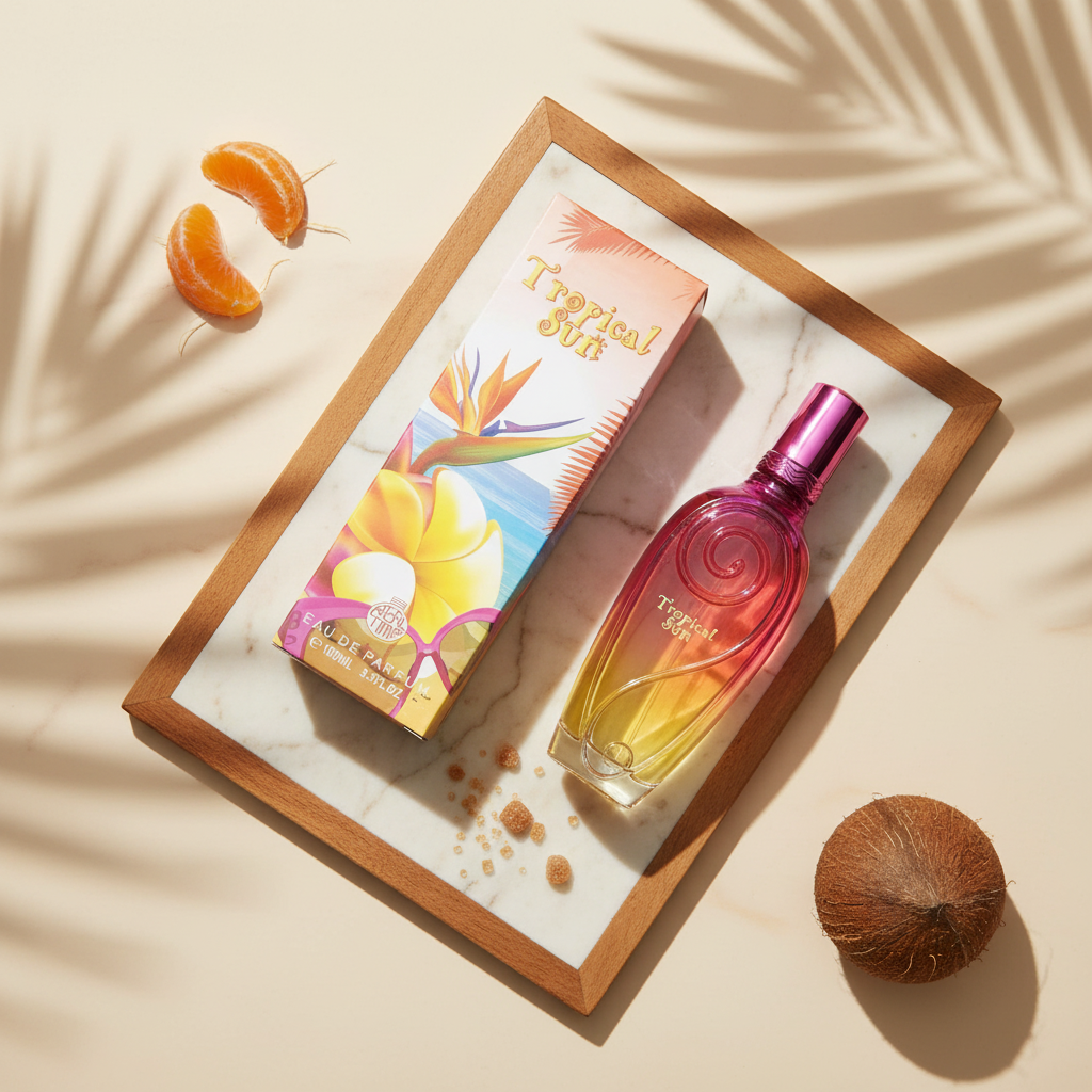 100 ml Eau de Perfume "TROPICAL SUN"  Gyümölcsös Pézsma Illat Nőknek