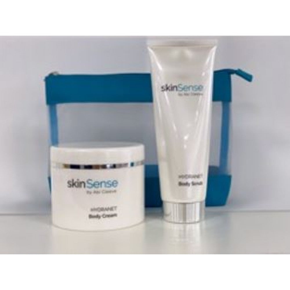 SkinSense 2 Lépéses Bőrápoló Kollekció: SkinSense Testápoló Krém 400 ml és Testradír 200 ml