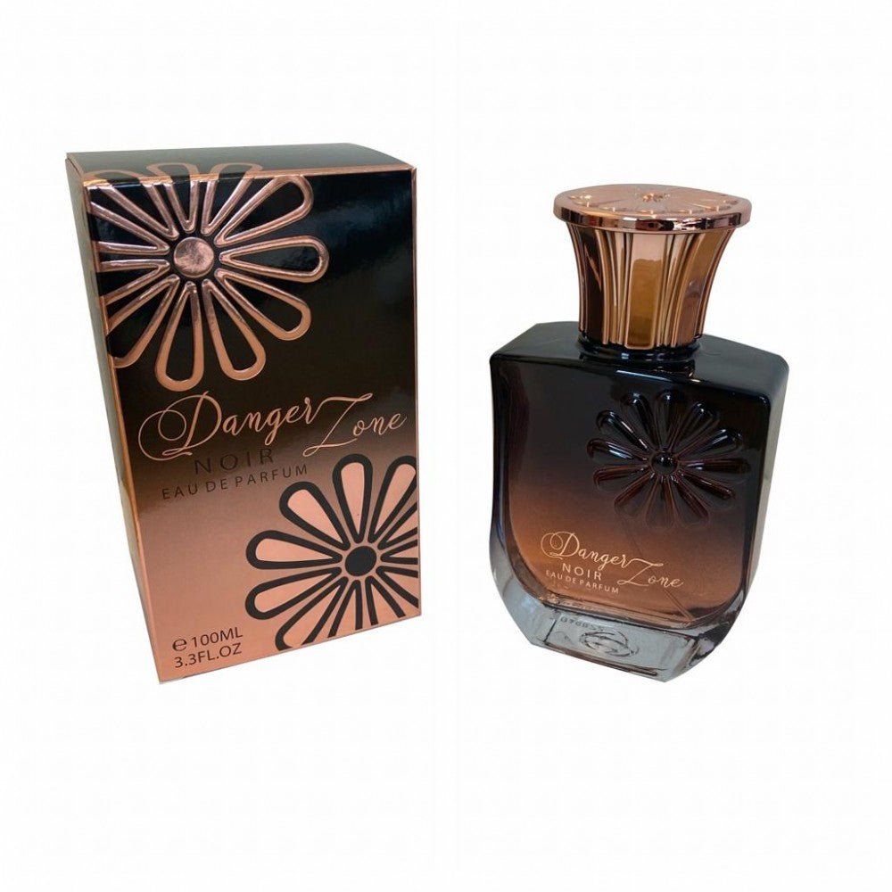 100 ml Eau de Perfume DANGER ZONE NOIR - Oriental Vanilla Fragrance for Woman ( Top notes: Coffee, Pear, Pink Berries
Heart notes: Orange Blossom, Jasmine
Base notes: Vanilla, Cedarwood, Patchouli)